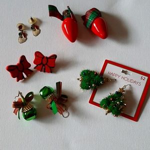 5 pairs of Christmas earrings
